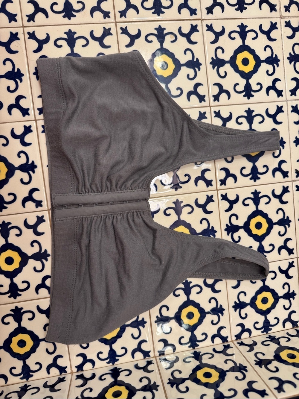 Gray Front Closure Wireless Bra
